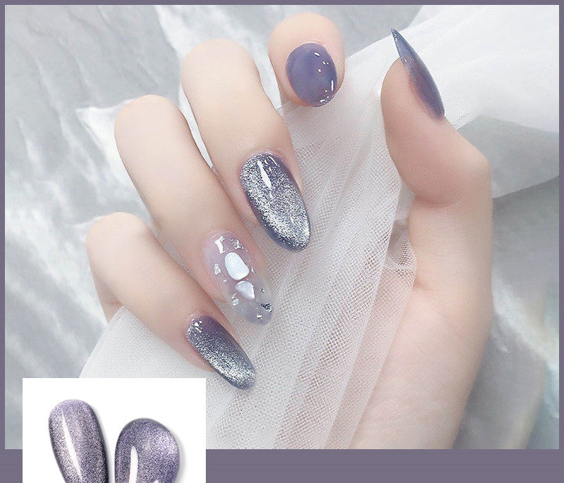 Milk Tea Crystal Stone Cat Eye Nail Polish - Mubimart -  