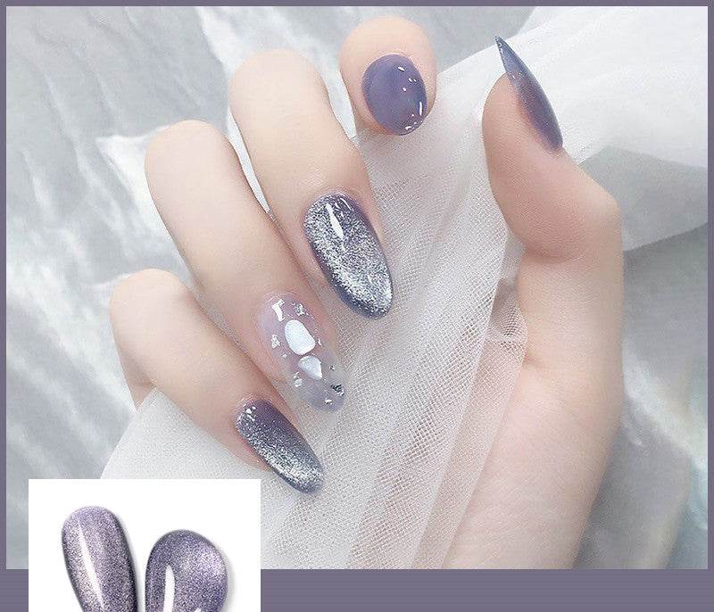 Milk Tea Crystal Stone Cat Eye Nail Polish - Mubimart