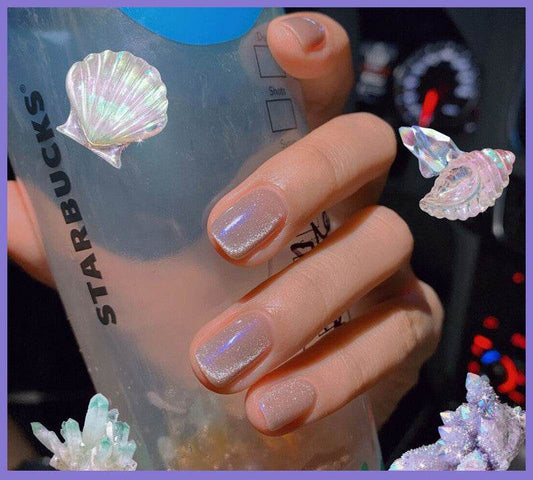 Milk Tea Crystal Stone Cat Eye Nail Polish - Mubimart