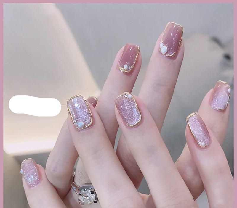 Milk Tea Crystal Stone Cat Eye Nail Polish - Mubimart -  