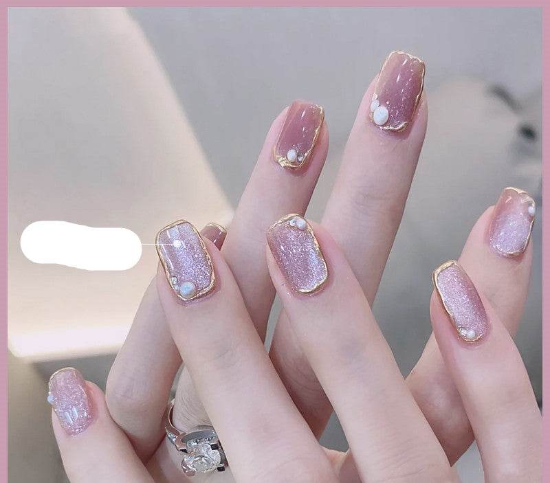 Milk Tea Crystal Stone Cat Eye Nail Polish - Mubimart