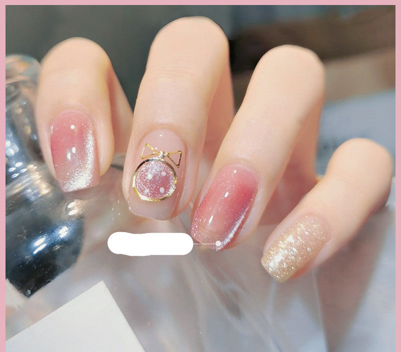 Milk Tea Crystal Stone Cat Eye Nail Polish - Mubimart -  