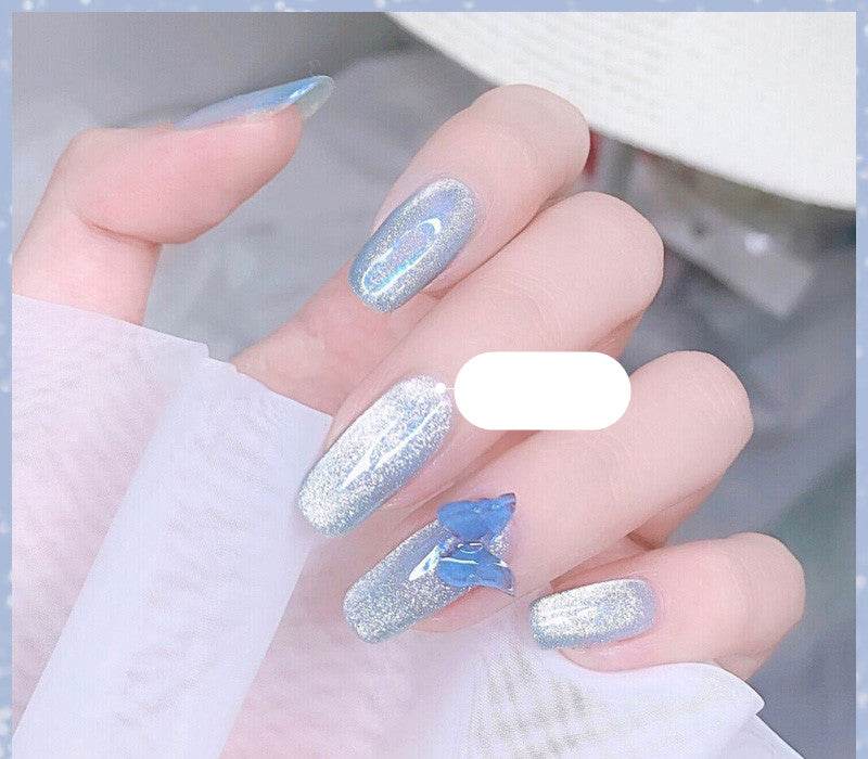 Milk Tea Crystal Stone Cat Eye Nail Polish - Mubimart