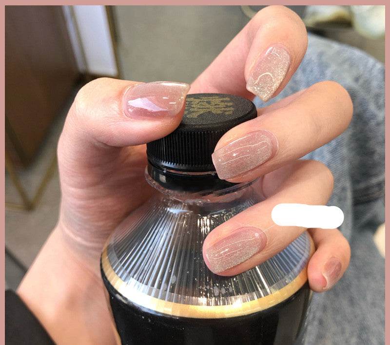 Milk Tea Crystal Stone Cat Eye Nail Polish - Mubimart