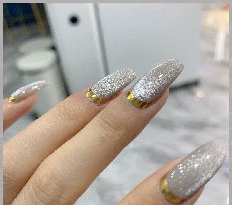 Milk Tea Crystal Stone Cat Eye Nail Polish - Mubimart