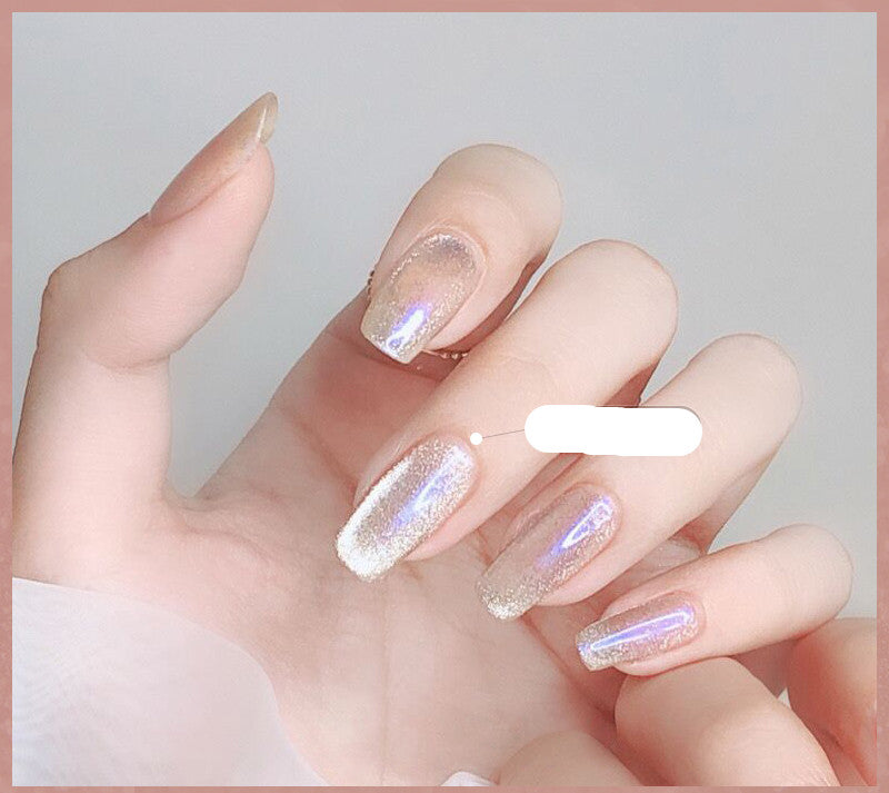 Milk Tea Crystal Stone Cat Eye Nail Polish - Mubimart -  