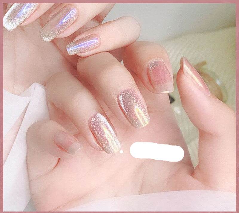 Milk Tea Crystal Stone Cat Eye Nail Polish - Mubimart