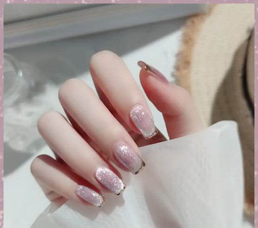 Milk Tea Crystal Stone Cat Eye Nail Polish - Mubimart