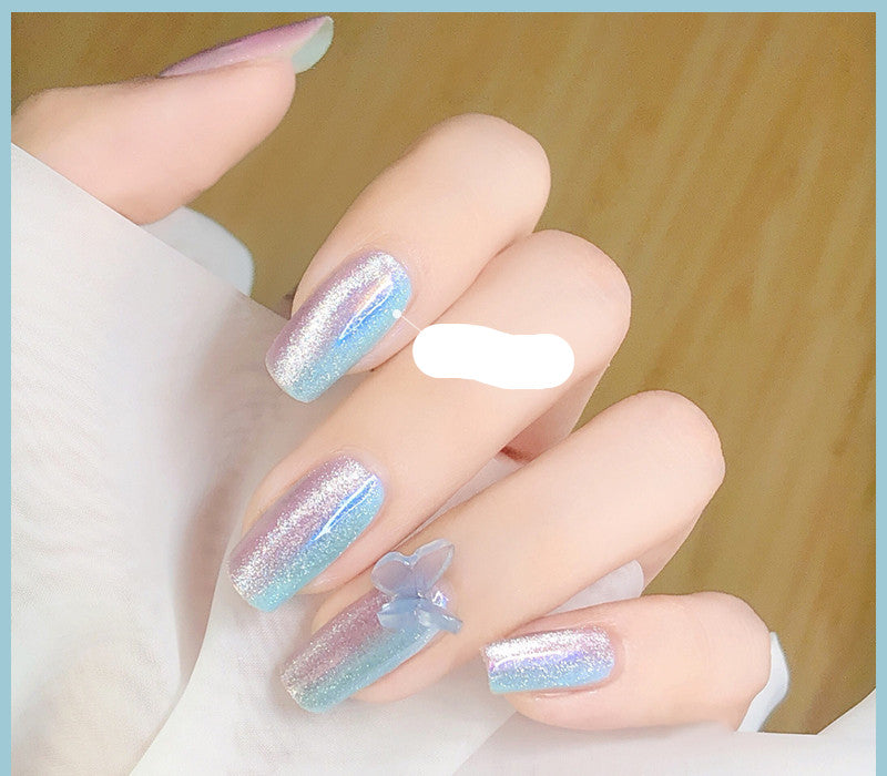 Milk Tea Crystal Stone Cat Eye Nail Polish - Mubimart -  