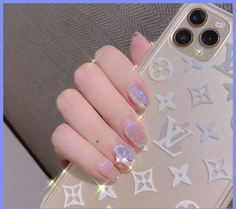 Milk Tea Crystal Stone Cat Eye Nail Polish - Mubimart -  