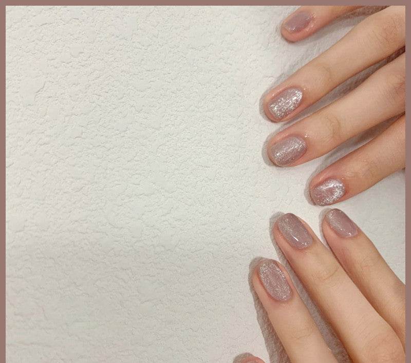 Milk Tea Crystal Stone Cat Eye Nail Polish - Mubimart