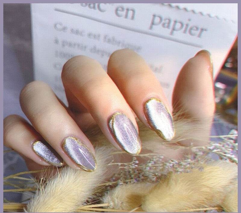 Milk Tea Crystal Stone Cat Eye Nail Polish - Mubimart