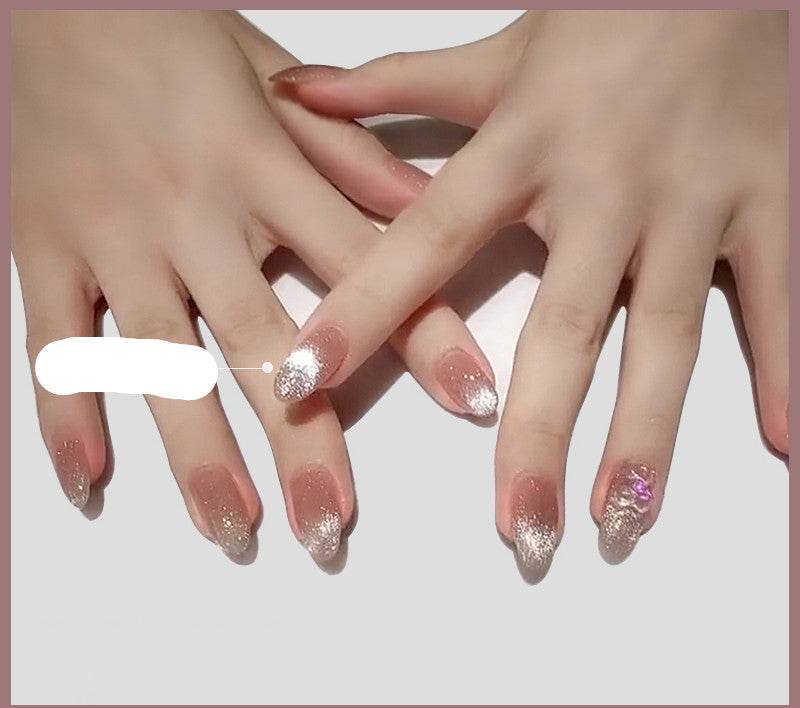 Milk Tea Crystal Stone Cat Eye Nail Polish - Mubimart