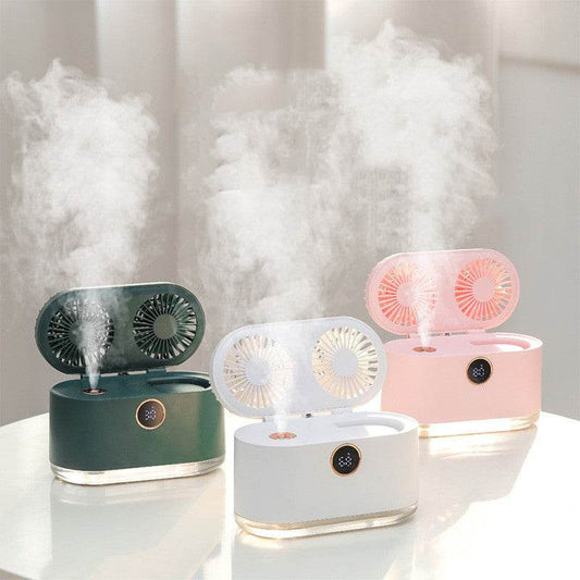 Mini Air Conditioner Fan Air Cooler USB Portable Table Top Desktop Fan Cooling with 3 Wind Speed LED Light for Home Office - Mubimart