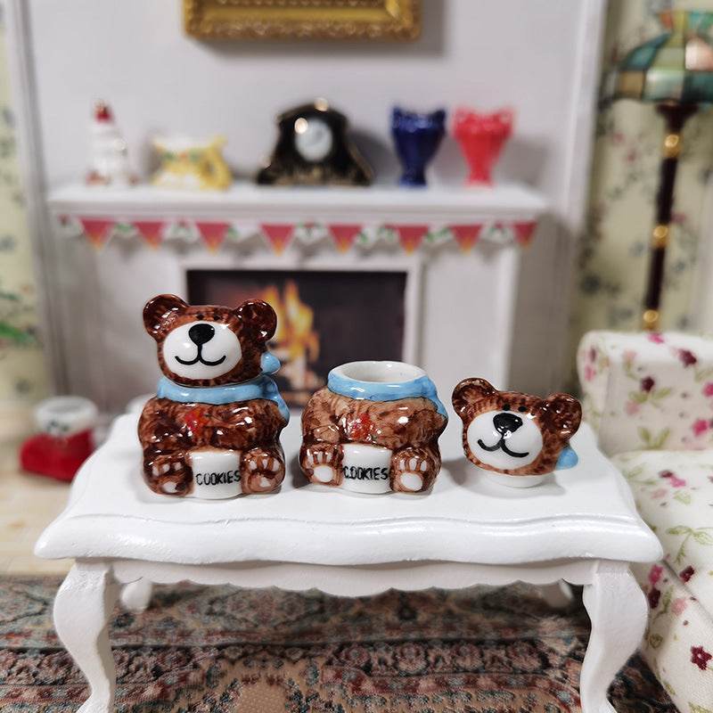 Mini Ceramic Cookie Candy Jar Christmas Gift Toy Accessories - Mubimart