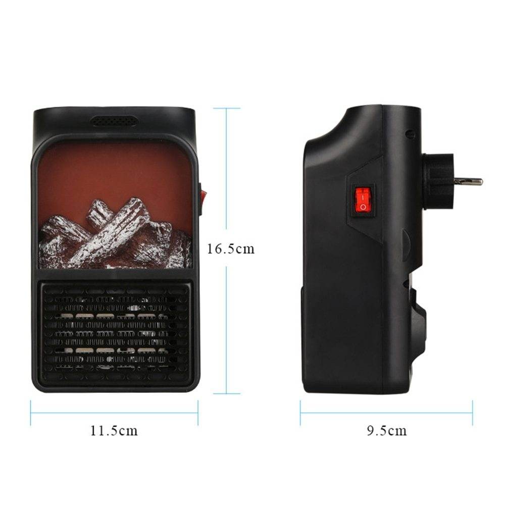 Mini Electric Fireplace Heater Electric Heater with Log Flame Effect Warm Air Heater Fanr 220V 50Hz - Mubimart
