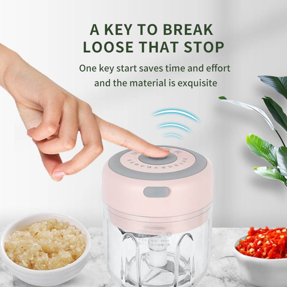 Mini Electric Garlic Chopper USB Charging Ginger Masher Machine Sturdy Durable Chili Vegetable Crusher Kitchen Tool - Mubimart