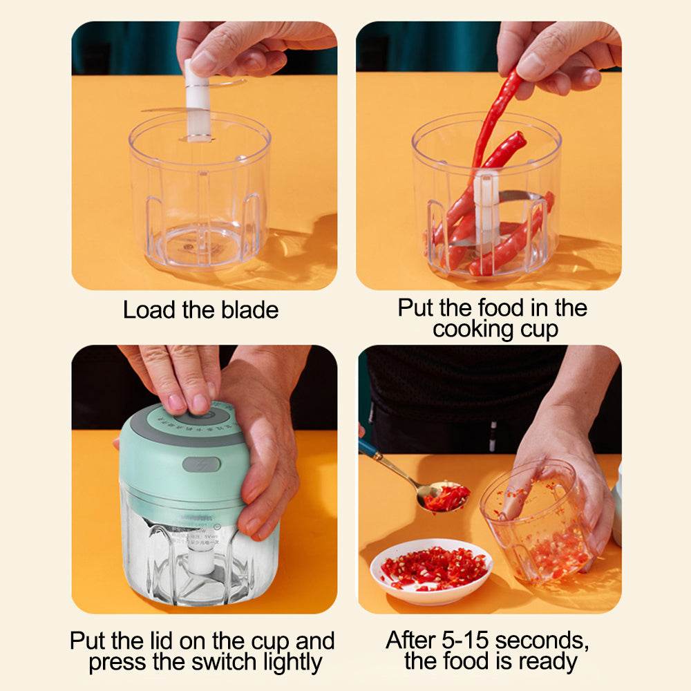 Mini Electric Garlic Chopper USB Charging Ginger Masher Machine Sturdy Durable Chili Vegetable Crusher Kitchen Tool - Mubimart