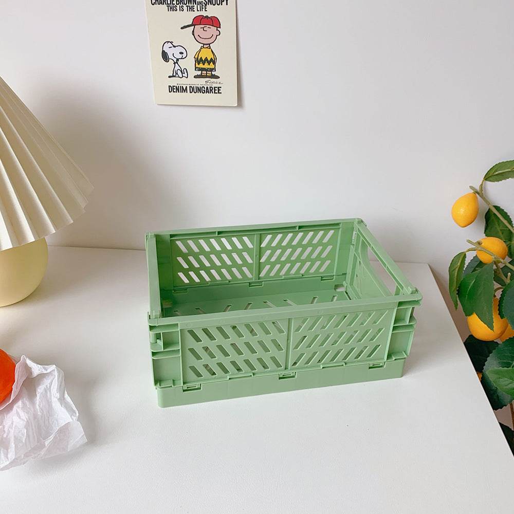 Mini Folding Plastic Storage Box Foldable Plastic Storage Case Desktop Carrying Basket - Mubimart