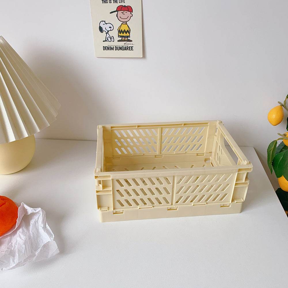 Mini Folding Plastic Storage Box Foldable Plastic Storage Case Desktop Carrying Basket - Mubimart
