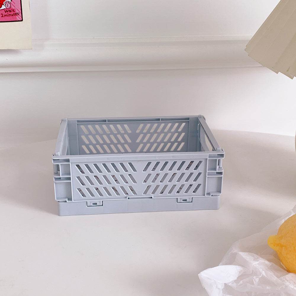 Mini Folding Plastic Storage Box Foldable Plastic Storage Case Desktop Carrying Basket - Mubimart