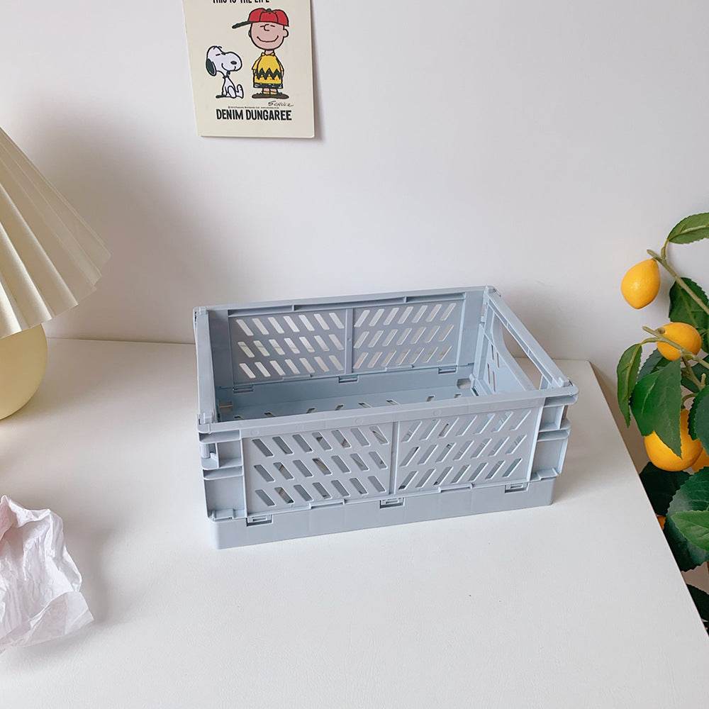 Mini Folding Plastic Storage Box Foldable Plastic Storage Case Desktop Carrying Basket - Mubimart
