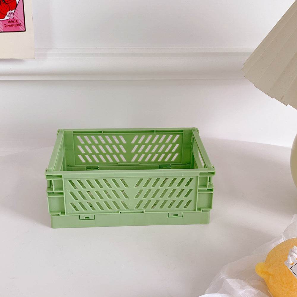 Mini Folding Plastic Storage Box Foldable Plastic Storage Case Desktop Carrying Basket - Mubimart
