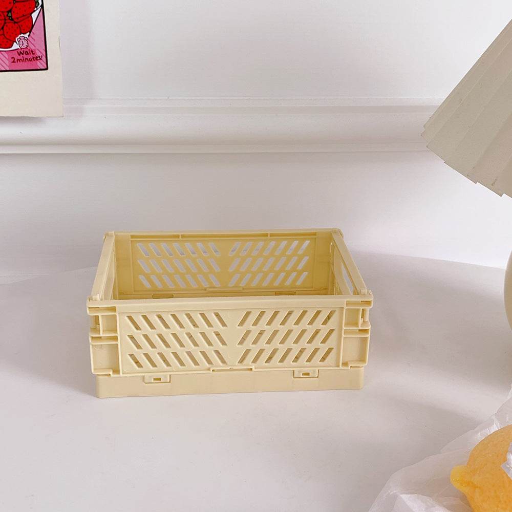 Mini Folding Plastic Storage Box Foldable Plastic Storage Case Desktop Carrying Basket - Mubimart