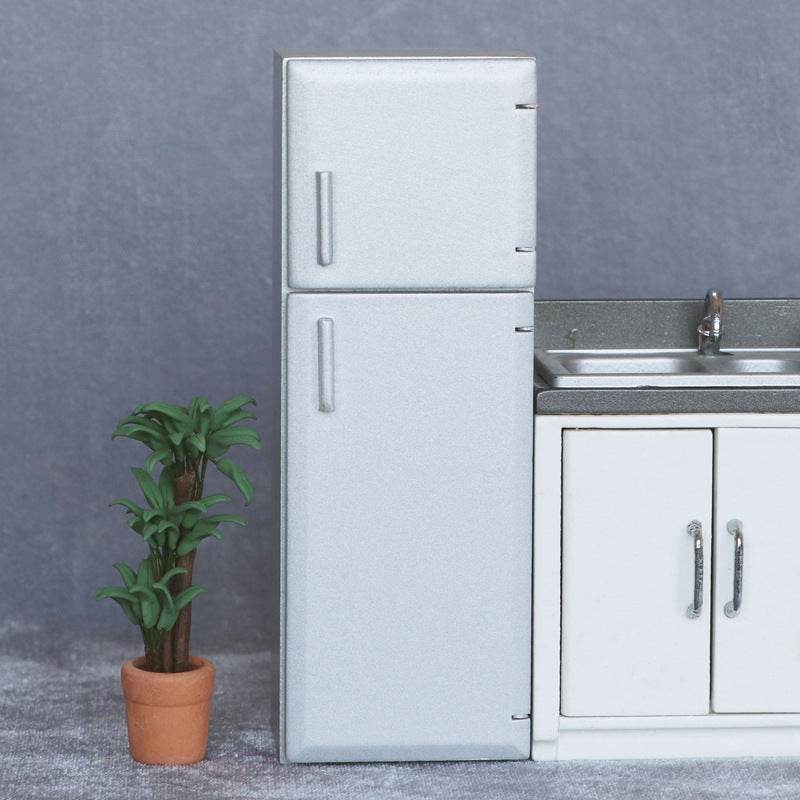 Mini Furniture Model Micro Scene Kitchen Wooden Distressed Refrigerator Double Door - Mubimart