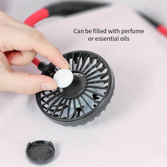 Mini Portable Hanging Neckband Fan USB Rechargeable Double Fans Air Cooler Conditioner Colorful Aroma Electric Desk Fan For Room - Mubimart