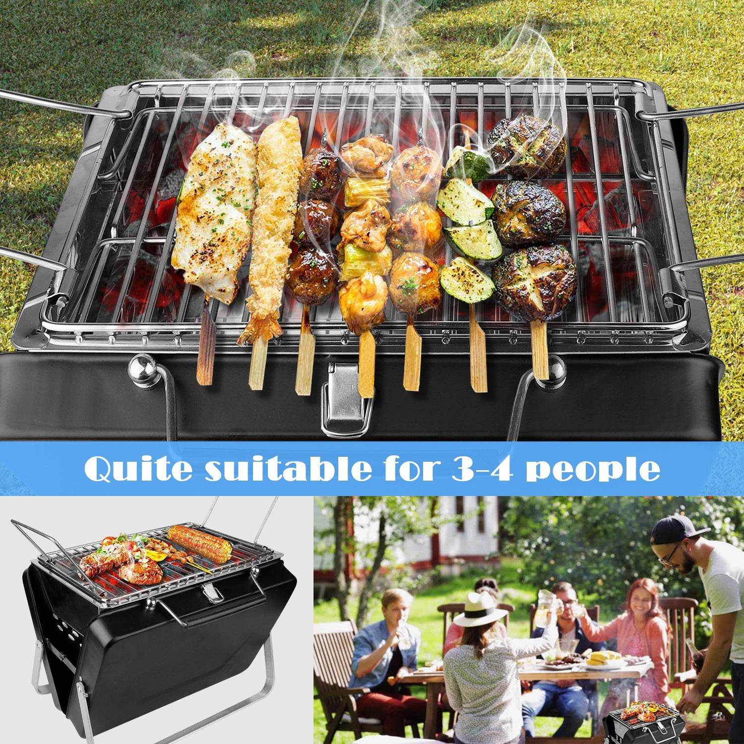 Mini barbecue grill outdoor folding portable 2 people small - Mubimart