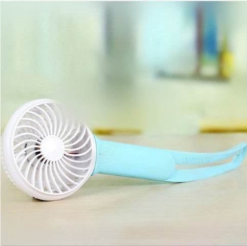 Mini usb hand fan cooling portable fan led light air conditioner cooler adjustable speed heat rechargeable battery fans 200mm - Mubimart