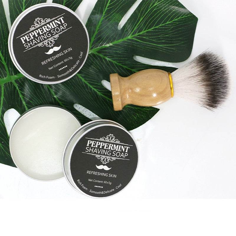 Mint Scented Men's Shaving Soap Shaving Cream Aluminum Boxed Foam Rich Gentle Handmade Shave Soap Shave Beard Cream - Mubimart