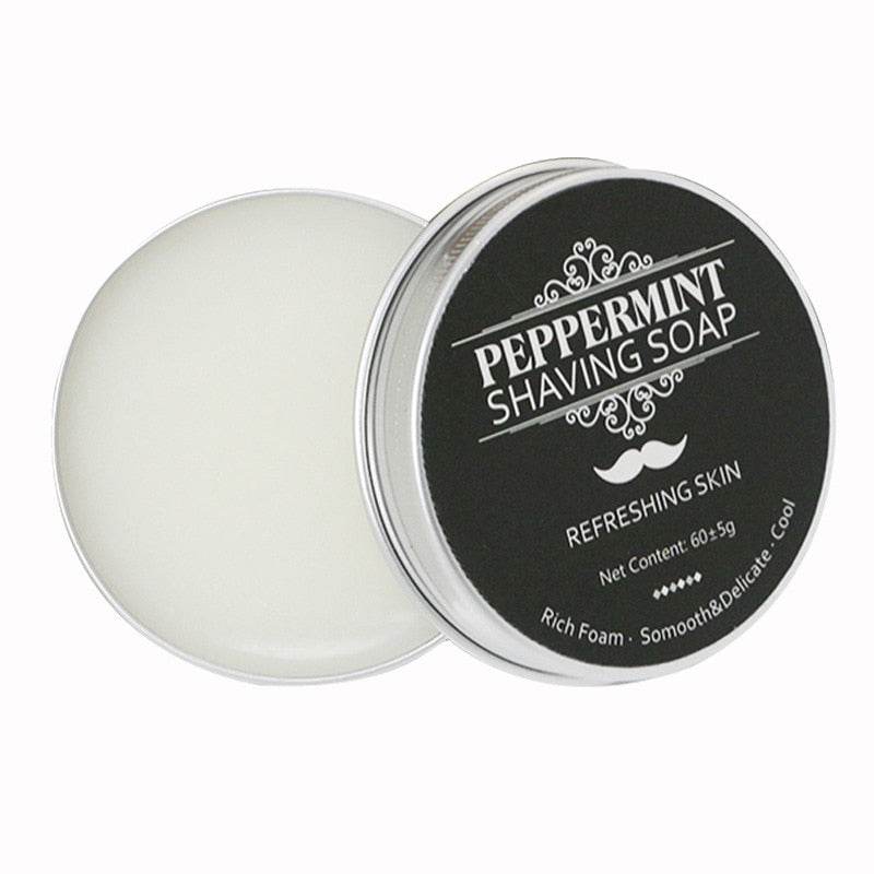 Mint Scented Men's Shaving Soap Shaving Cream Aluminum Boxed Foam Rich Gentle Handmade Shave Soap Shave Beard Cream - Mubimart