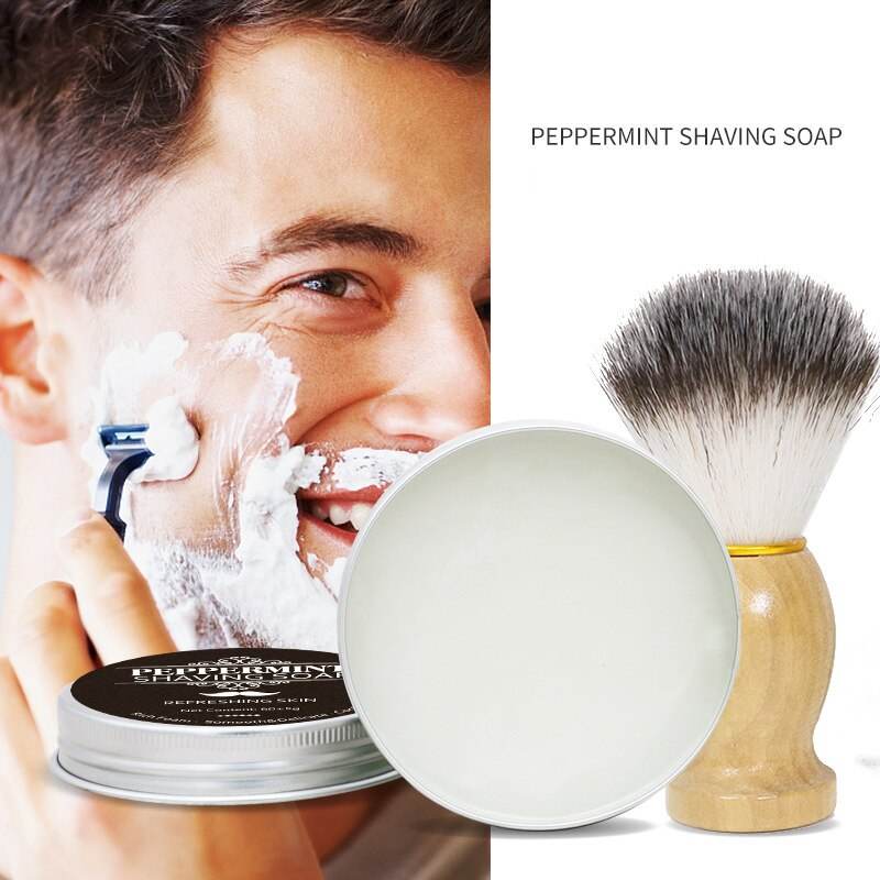 Mint Scented Men's Shaving Soap Shaving Cream Aluminum Boxed Foam Rich Gentle Handmade Shave Soap Shave Beard Cream - Mubimart