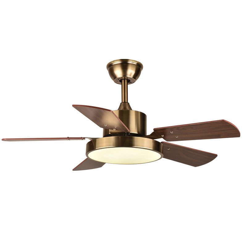 Modern Minimalist Household Ceiling Fan Wooden Leaf Electric Fan Chandelier - Mubimart -  