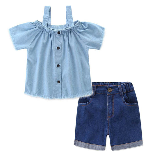 Mother-daughter cotton T-shirt + round skirt pants - Mubimart