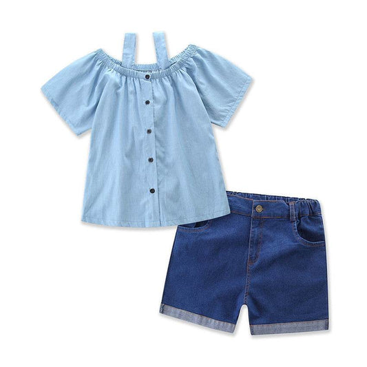 Mother-daughter cotton T-shirt + round skirt pants - Mubimart