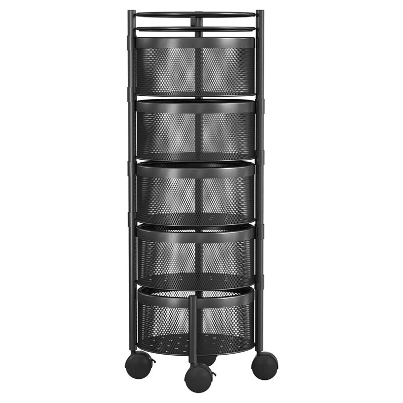 Multi-Layer Rotating Storage Rack For Kitchen With 5 Baskets - Mubimart