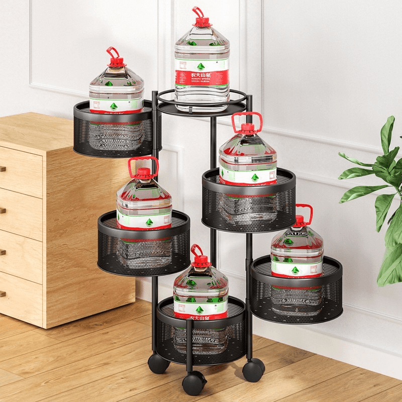 Multi-Layer Rotating Storage Rack For Kitchen With 5 Baskets - Mubimart