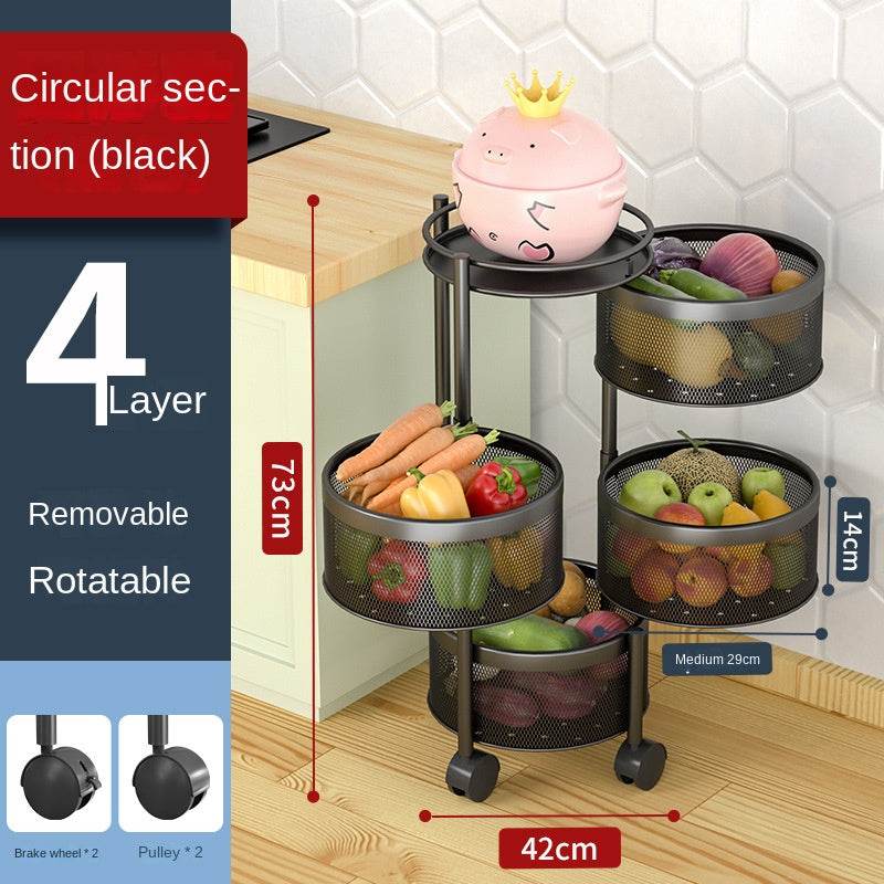 Multi-Layer Rotating Storage Rack For Kitchen With 5 Baskets - Mubimart