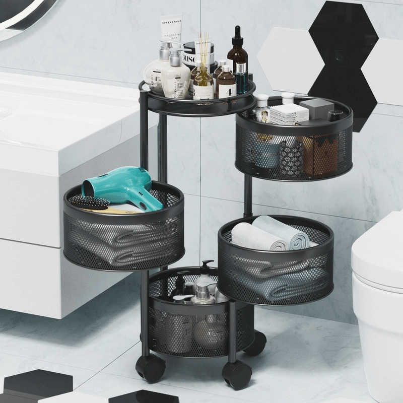 Multi-Layer Rotating Storage Rack For Kitchen With 5 Baskets - Mubimart