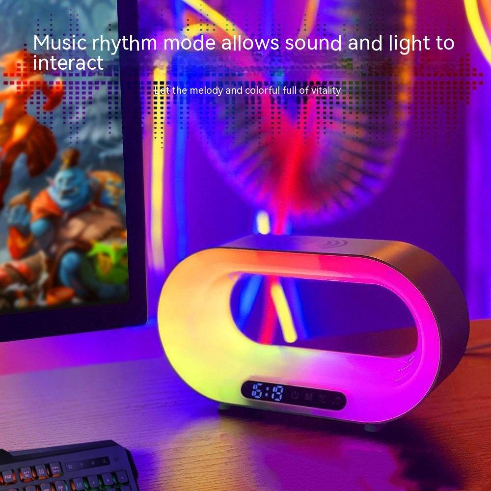 Multi-function 3 In 1 LED Night Light APP Control RGB Atmosphere Desk Lamp Smart Multifunctional Wireless Charger Alarm Clock - Mubimart