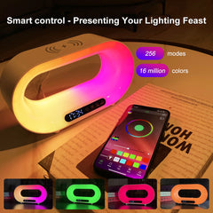 Mubimart Multi-function 3 In 1 LED Night Light APP Control RGB Atmosphere Desk Lamp Smart Multifunctional Wireless Charger Alarm Clock Mubimart 