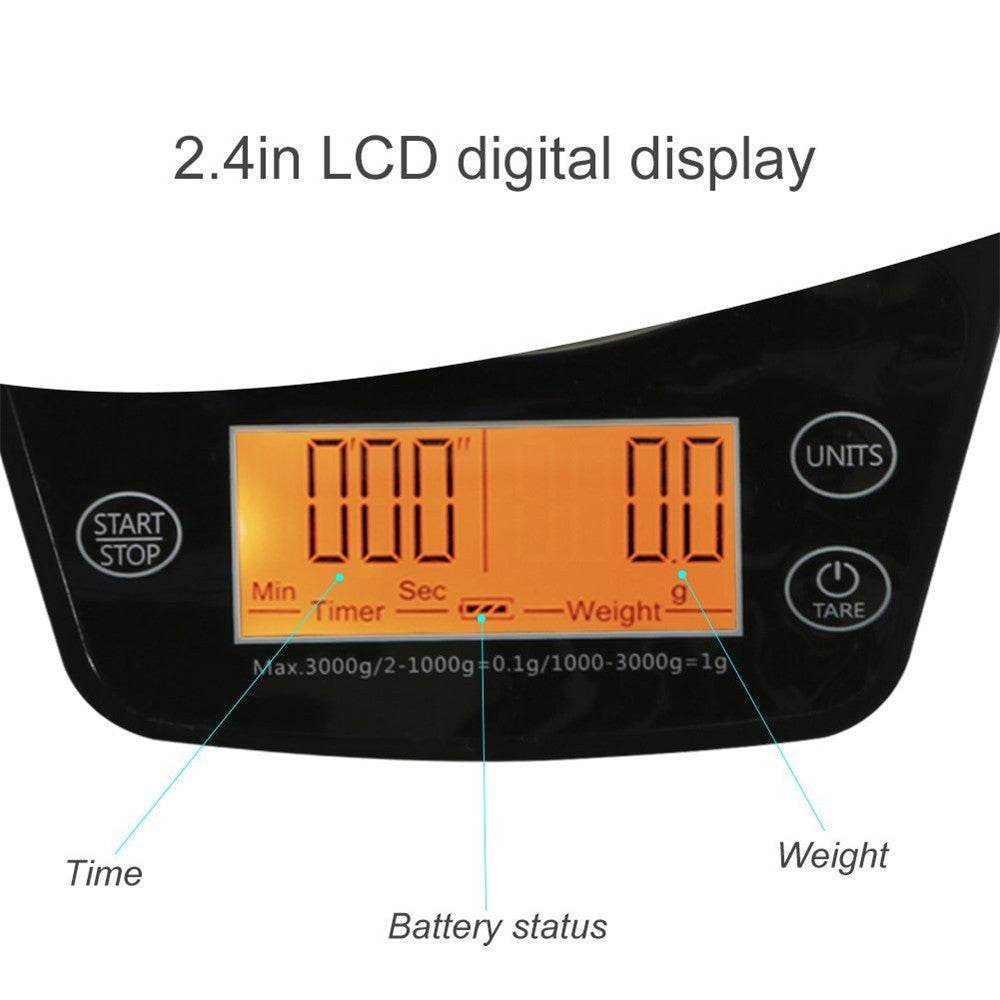 Multifunction LCD Digital Hand Drip Coffee Scale Kitchen Food Scale - Mubimart