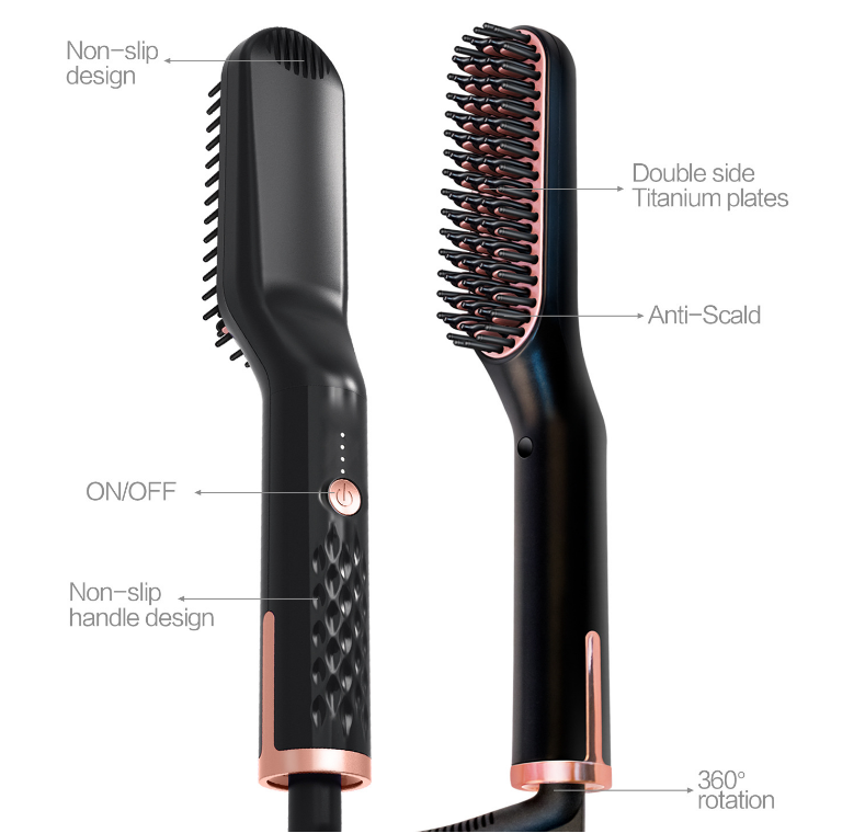 Multifunctional Electric Straightening Hair Comb Fast Irons Auto Straight Beard Brush - Mubimart -  