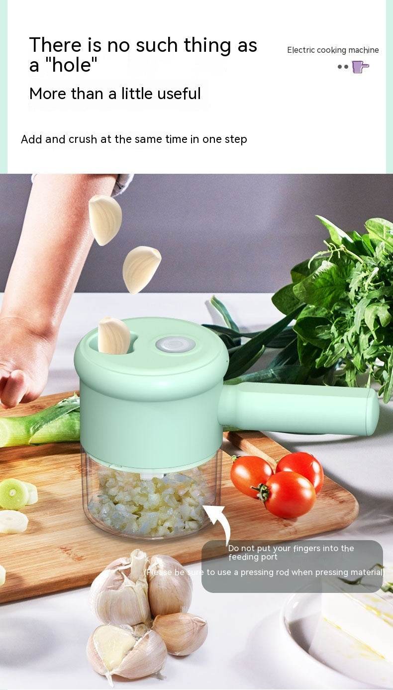 Multifunctional Electric Vegetable Cutting Mashed Garlic Kitchen Storm Slicer Household Hand-held Cooking Hammer Suit - Mubimart