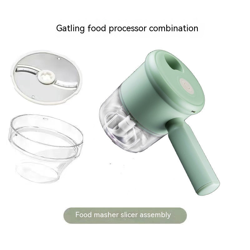 Multifunctional Electric Vegetable Cutting Mashed Garlic Kitchen Storm Slicer Household Hand-held Cooking Hammer Suit - Mubimart -  