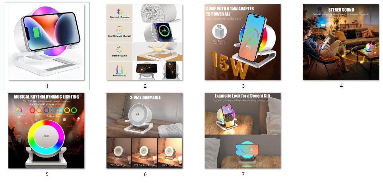 Multifunctional Four-in-one Small Night Lamp RGB Bluetooth Speaker Mobile Phone Holder 15W Wireless Charging - Mubimart