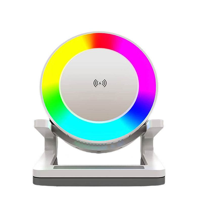 Multifunctional Four-in-one Small Night Lamp RGB Bluetooth Speaker Mobile Phone Holder 15W Wireless Charging - Mubimart